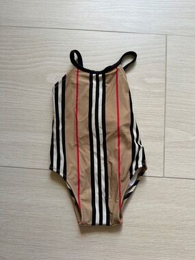 Burberry Kids One-Piece Swimsuit in Beige, Black, White, Red - Brand New